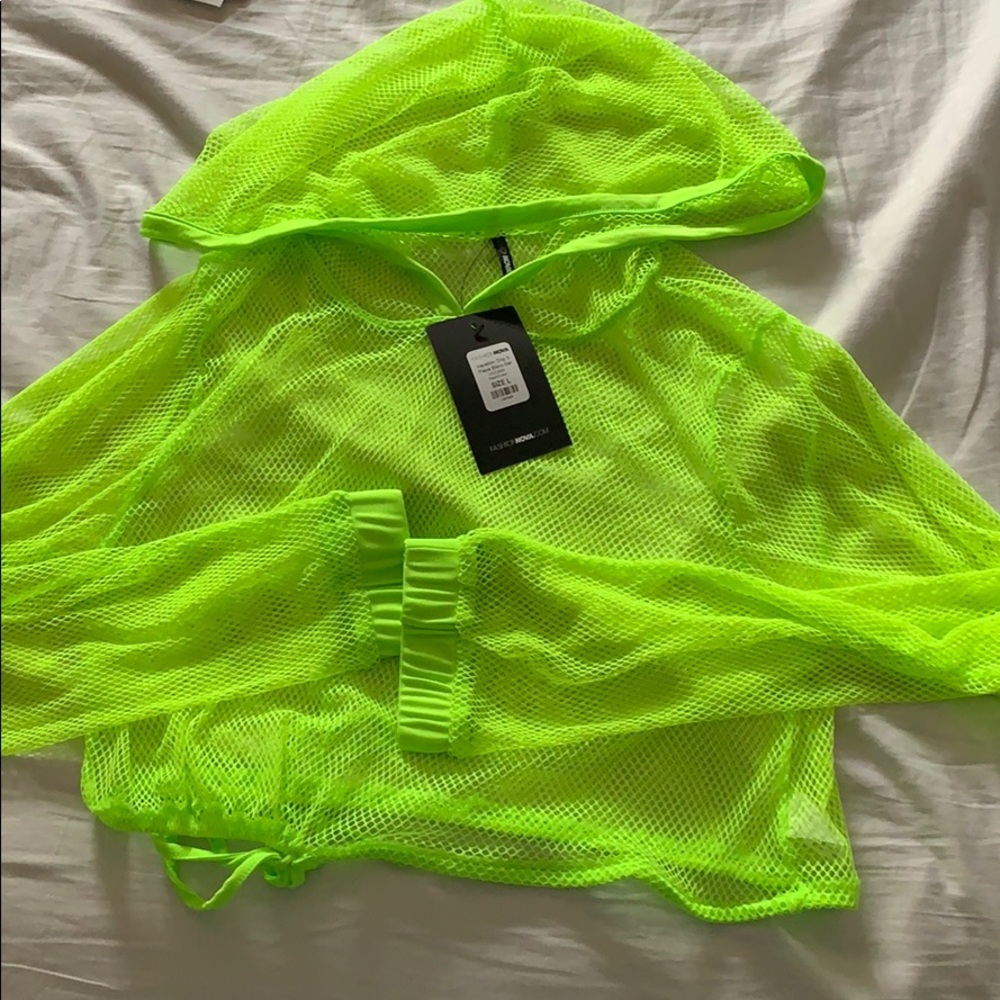 Neon green see through hoodie